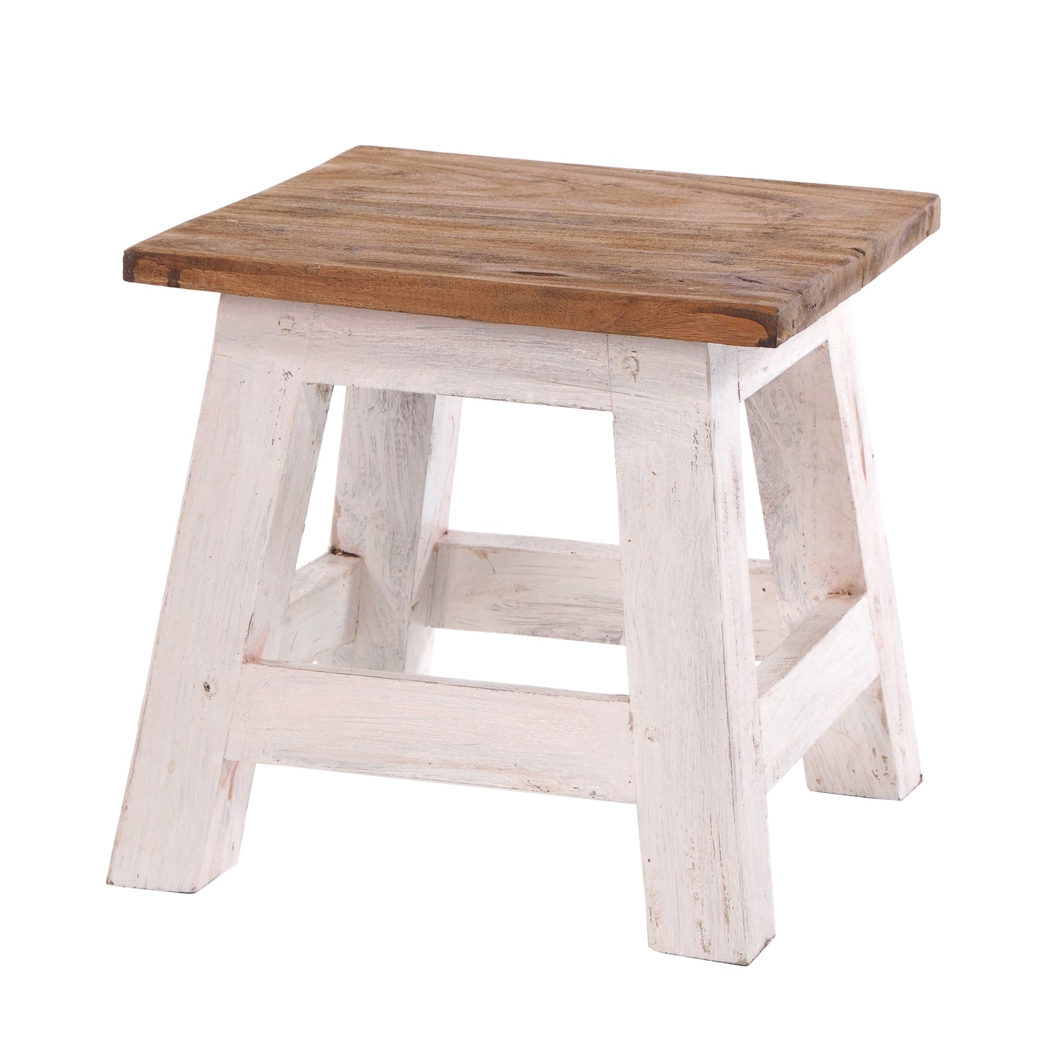 Fusshocker PALO | 27x26cm (HxB), rustikaler Holzhocker Mahagoni Hocker