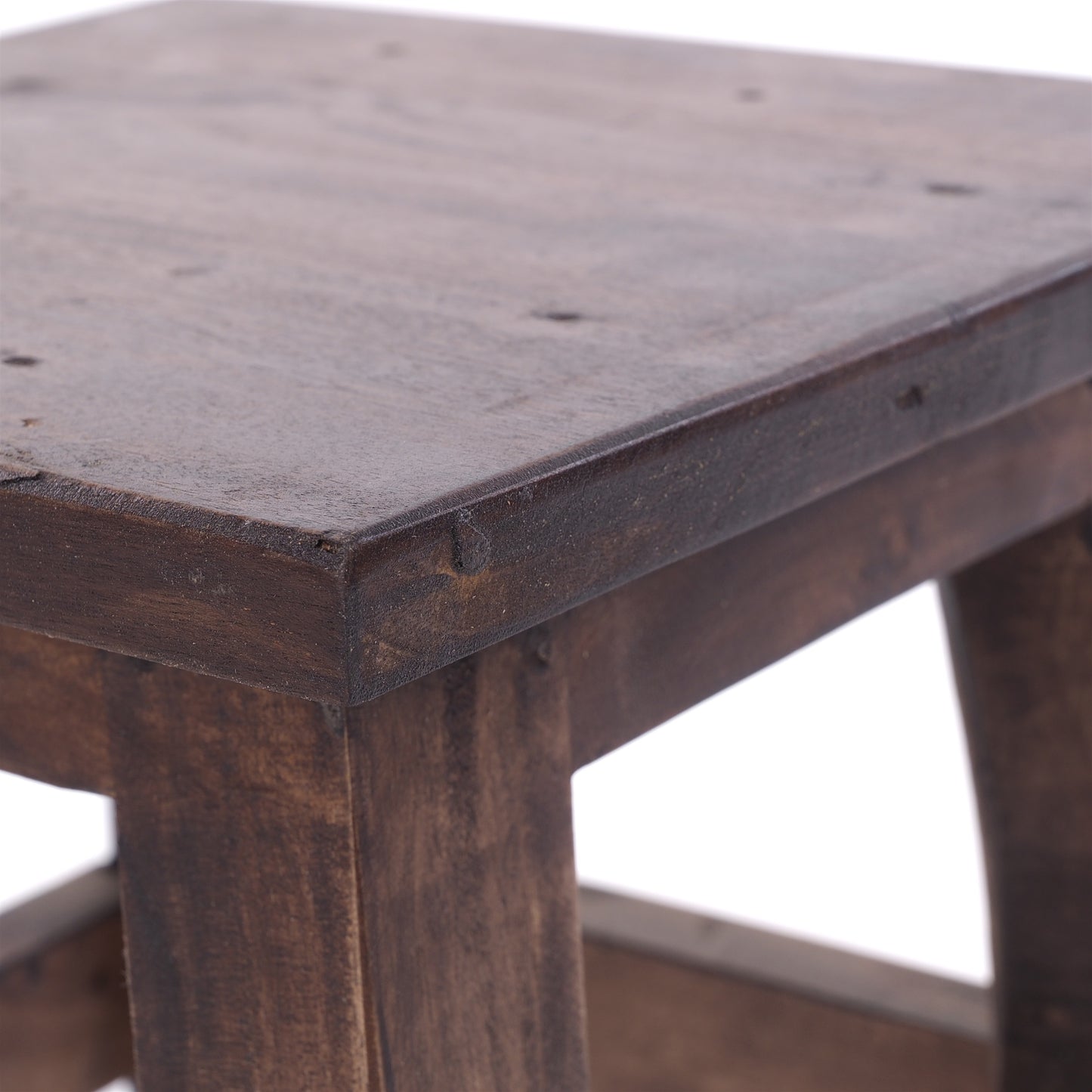 Fusshocker PALO | 27x26cm (HxB), rustikaler Holzhocker Mahagoni Hocker