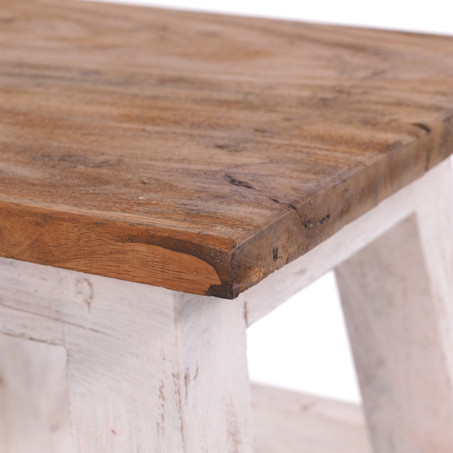 Fusshocker PALO | 27x26cm (HxB), rustikaler Holzhocker Mahagoni Hocker