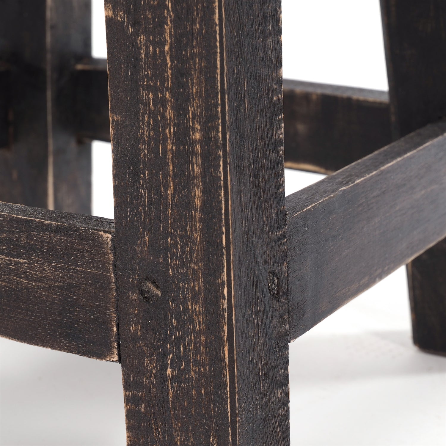 Fusshocker PALO | 27x26cm (HxB), rustikaler Holzhocker Mahagoni Hocker