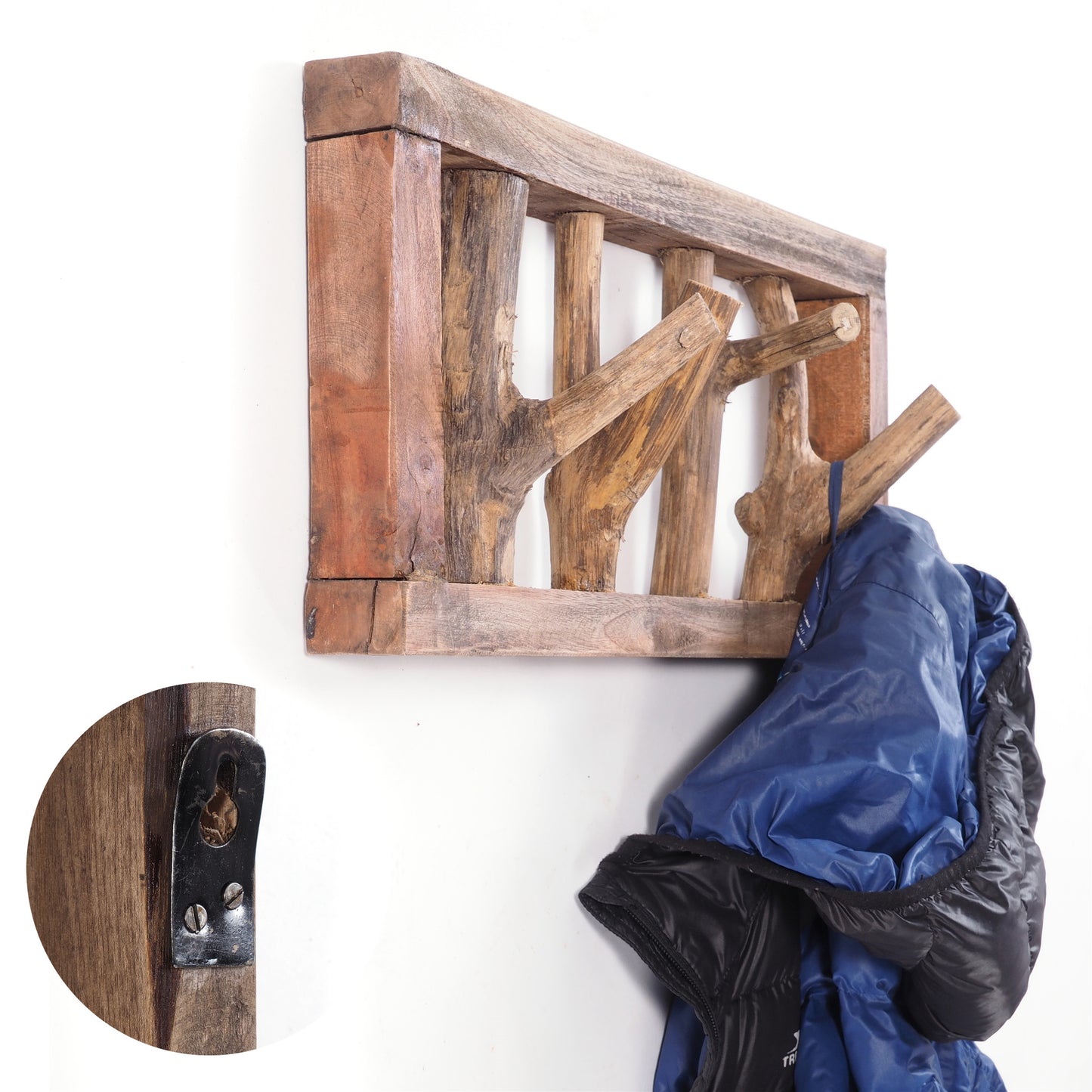 GARDEROBENLEISTE LIMB | 45x23cm(BxH) Treibholz Wandgarderobe mit Ästen