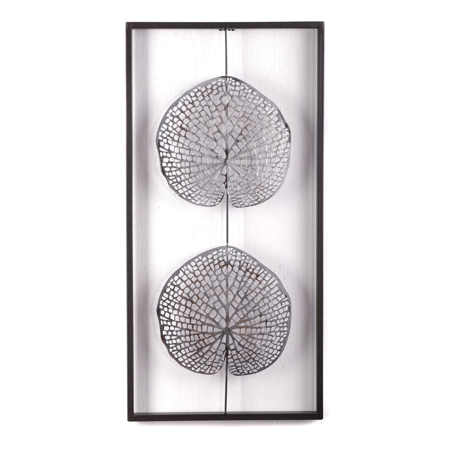 WAND DEKORATION "PURE LEAVES" | Metall, antik-silber, 61 cm | Wandbild
