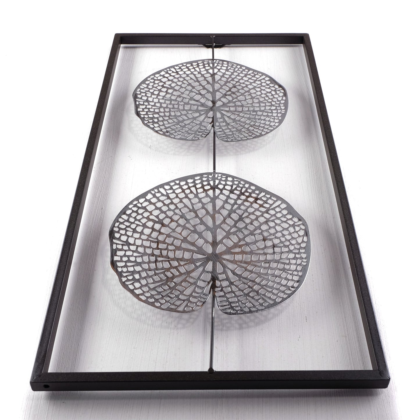 WAND DEKORATION "PURE LEAVES" | Metall, antik-silber, 61 cm | Wandbild