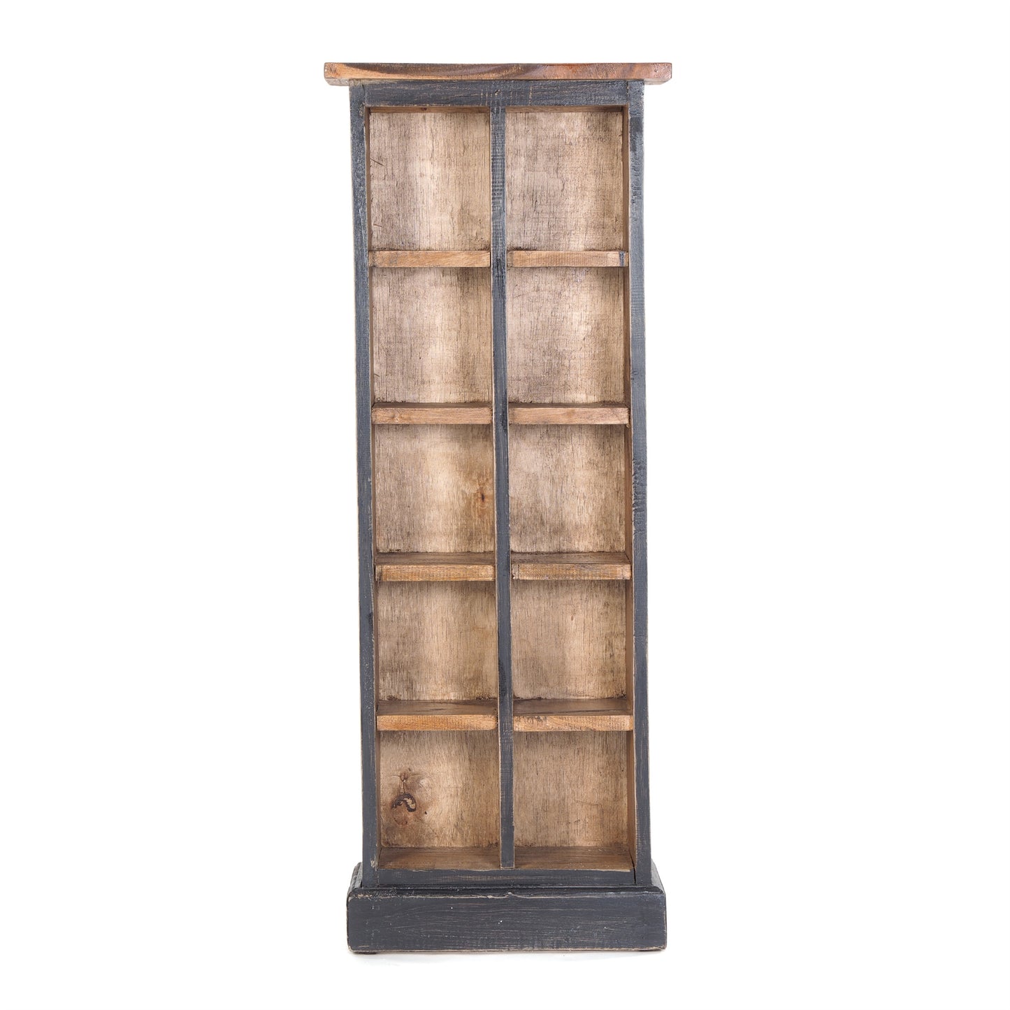 KLEINES CD & BÜCHERREGAL | 94x36cm, Holzregal 10 Fächer natur-schwarz