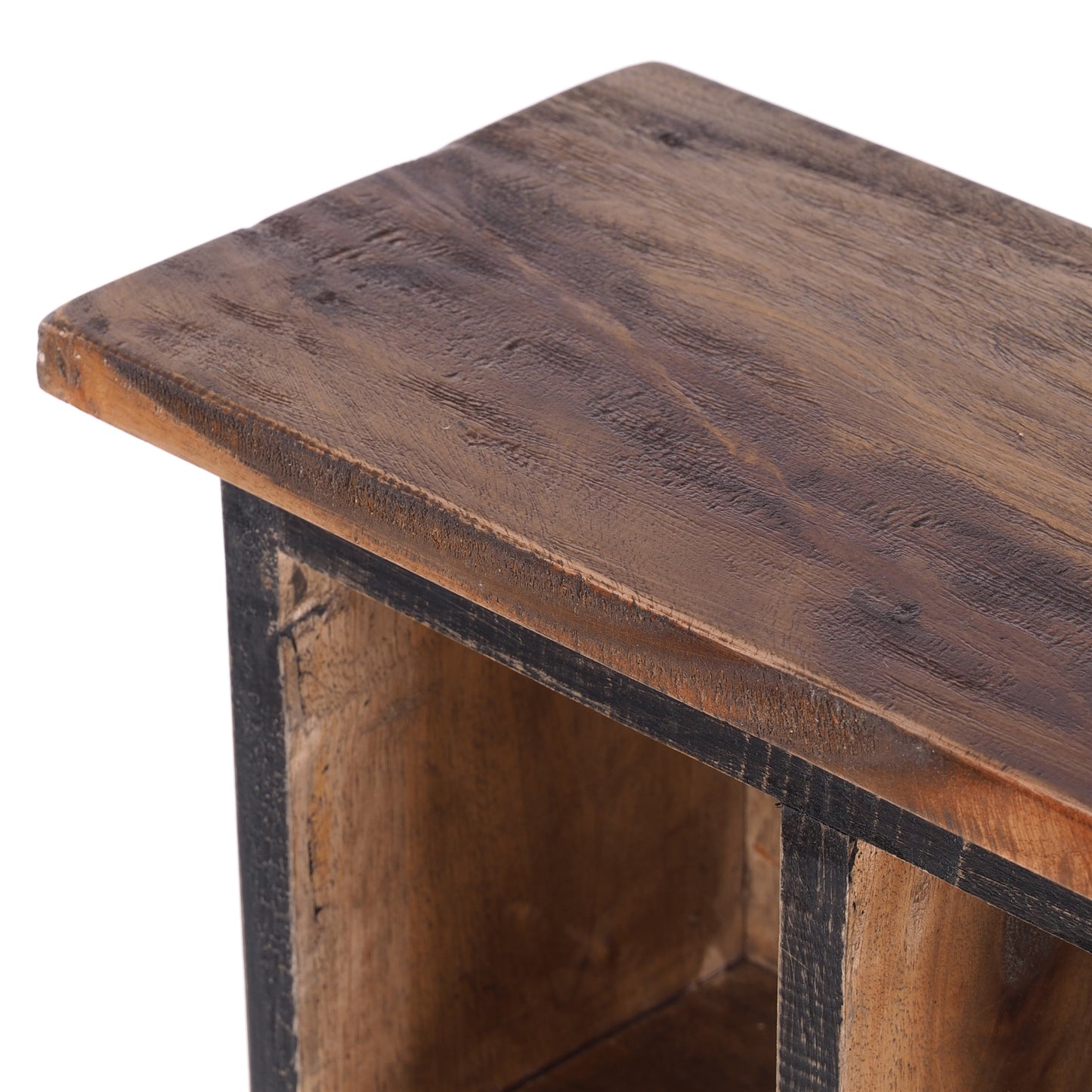 KLEINES CD & BÜCHERREGAL | 94x36cm, Holzregal 10 Fächer natur-schwarz
