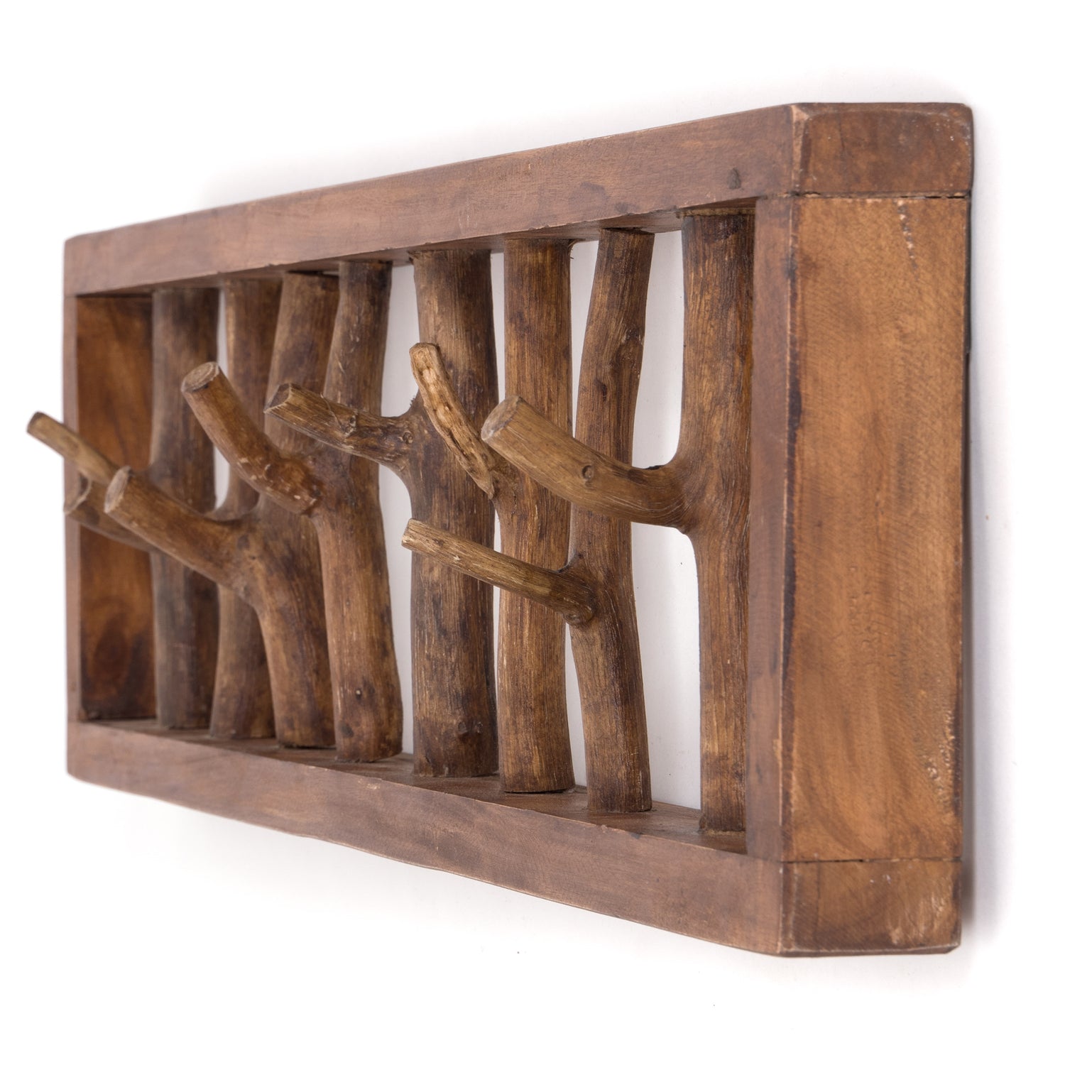 WANDGARDEROBE AST-HAKEN | 82x22cm, Altholz, Shabby Chic Kleiderhaken