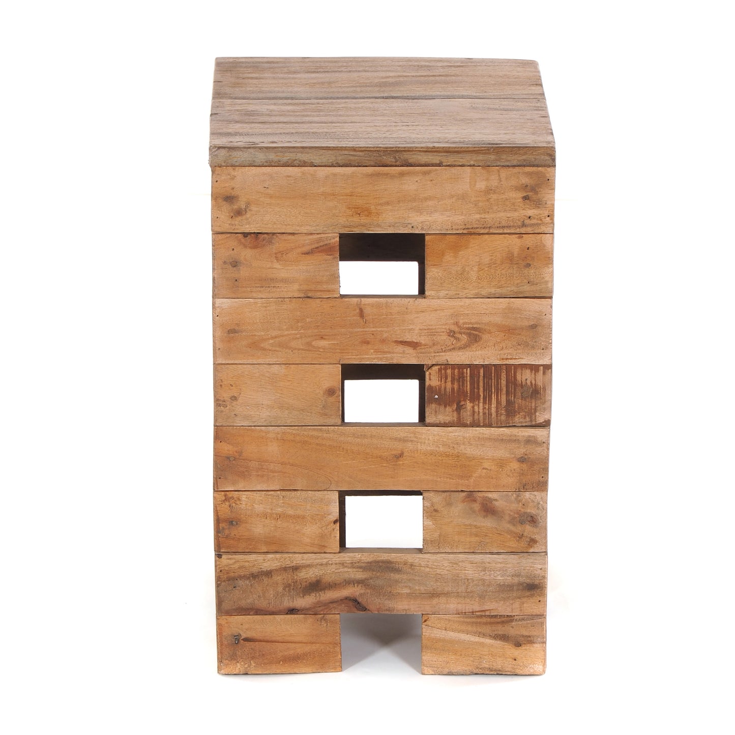 DESIGN SITZHOCKER "BRICK" 48 cm Recycling Holz