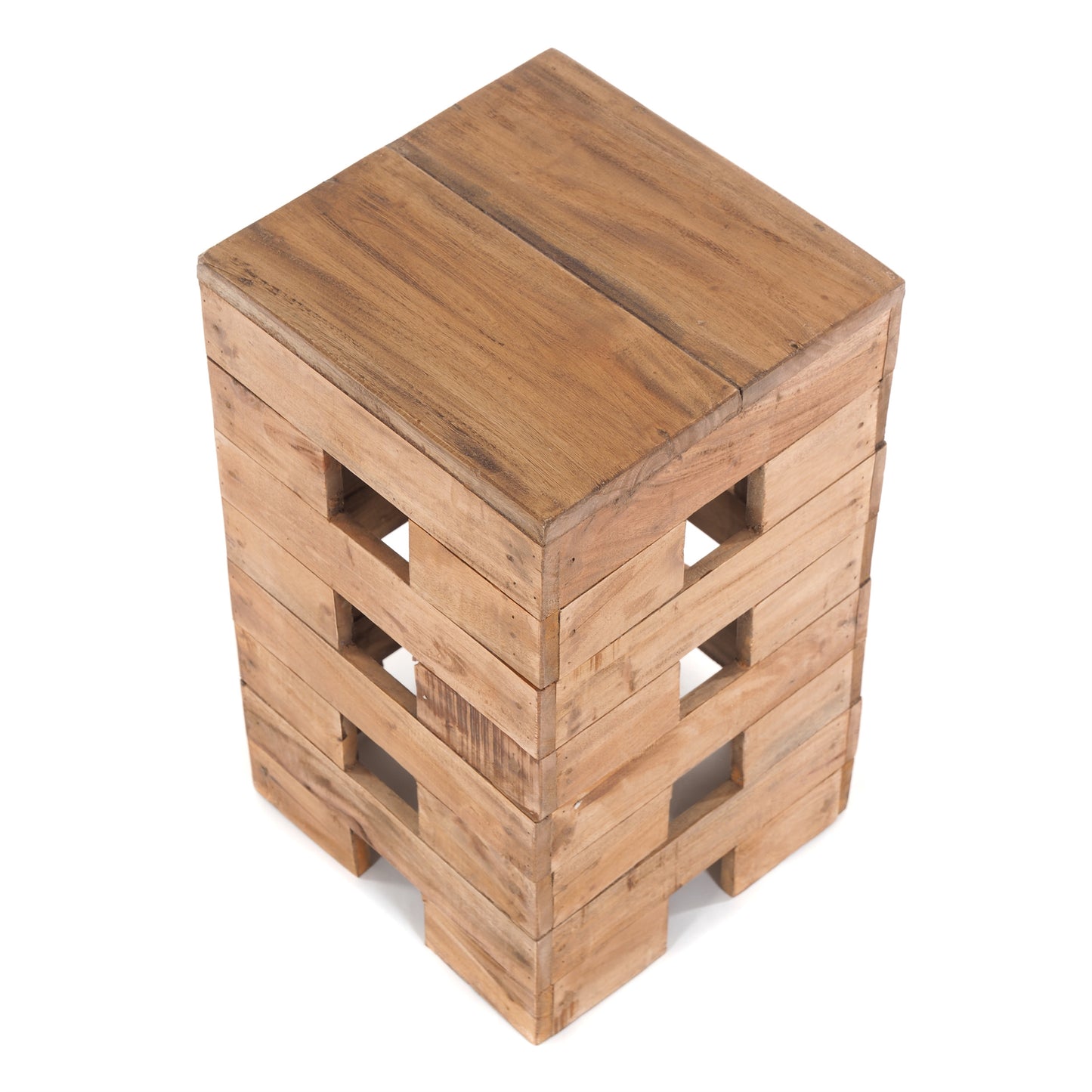 DESIGN SITZHOCKER "BRICK" 48 cm Recycling Holz