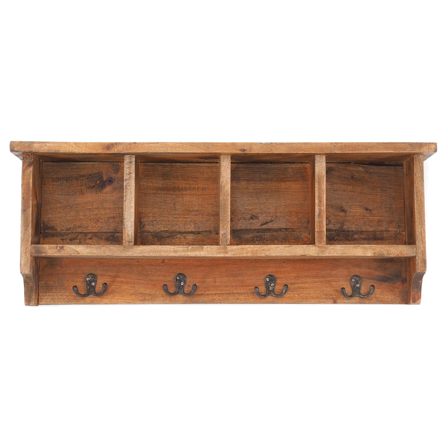 VINTAGE  HAKENLEISTE mit ABLAGEFÄCHERN 70x27cm Wandgarderobe 8 Haken