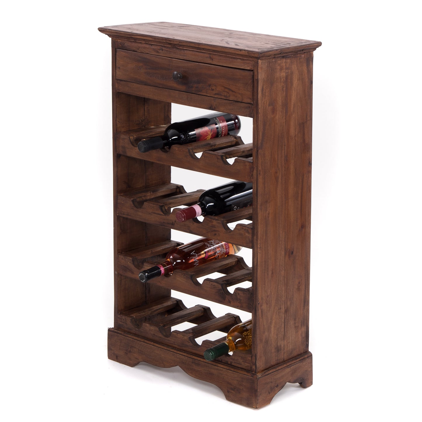 WEINREGAL CORTEZ | 85x55cm(HxB) Flaschenregal aus Holz mit Schublade