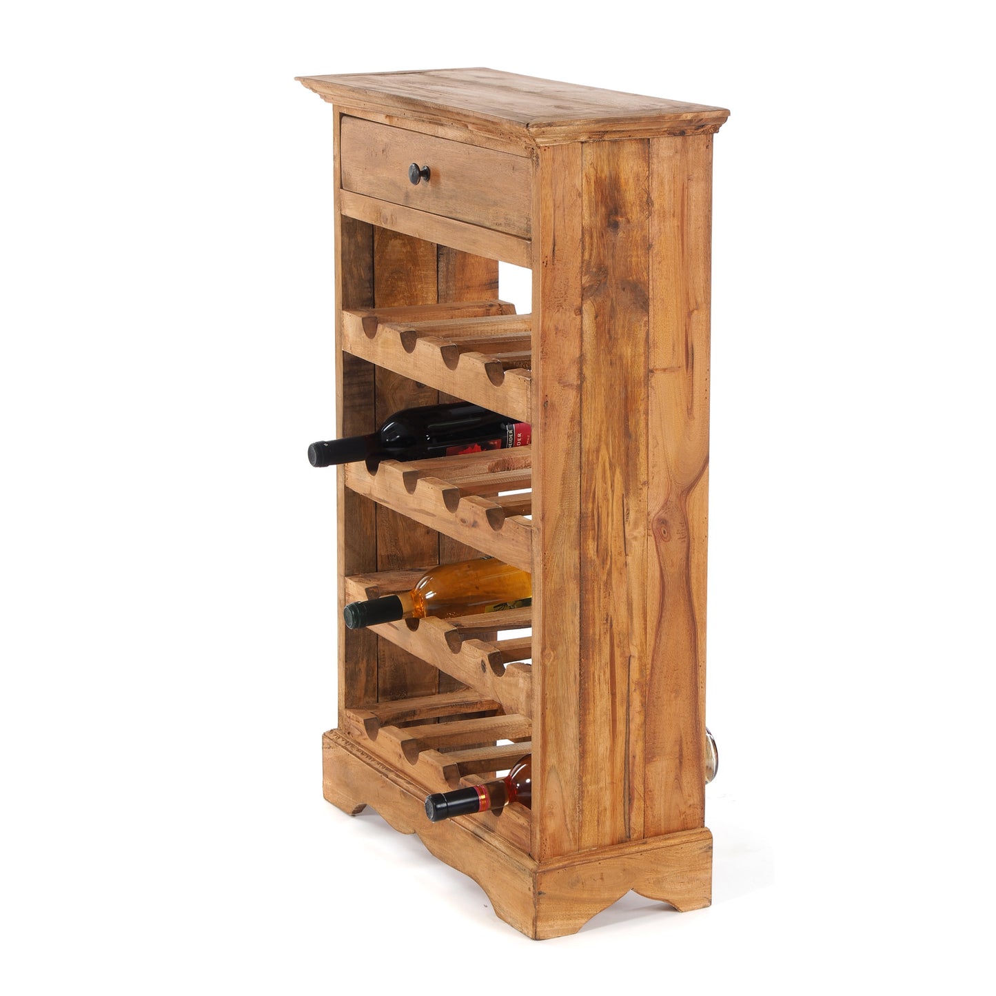 WEINREGAL CORTEZ | 85x55cm(HxB) Flaschenregal aus Holz mit Schublade