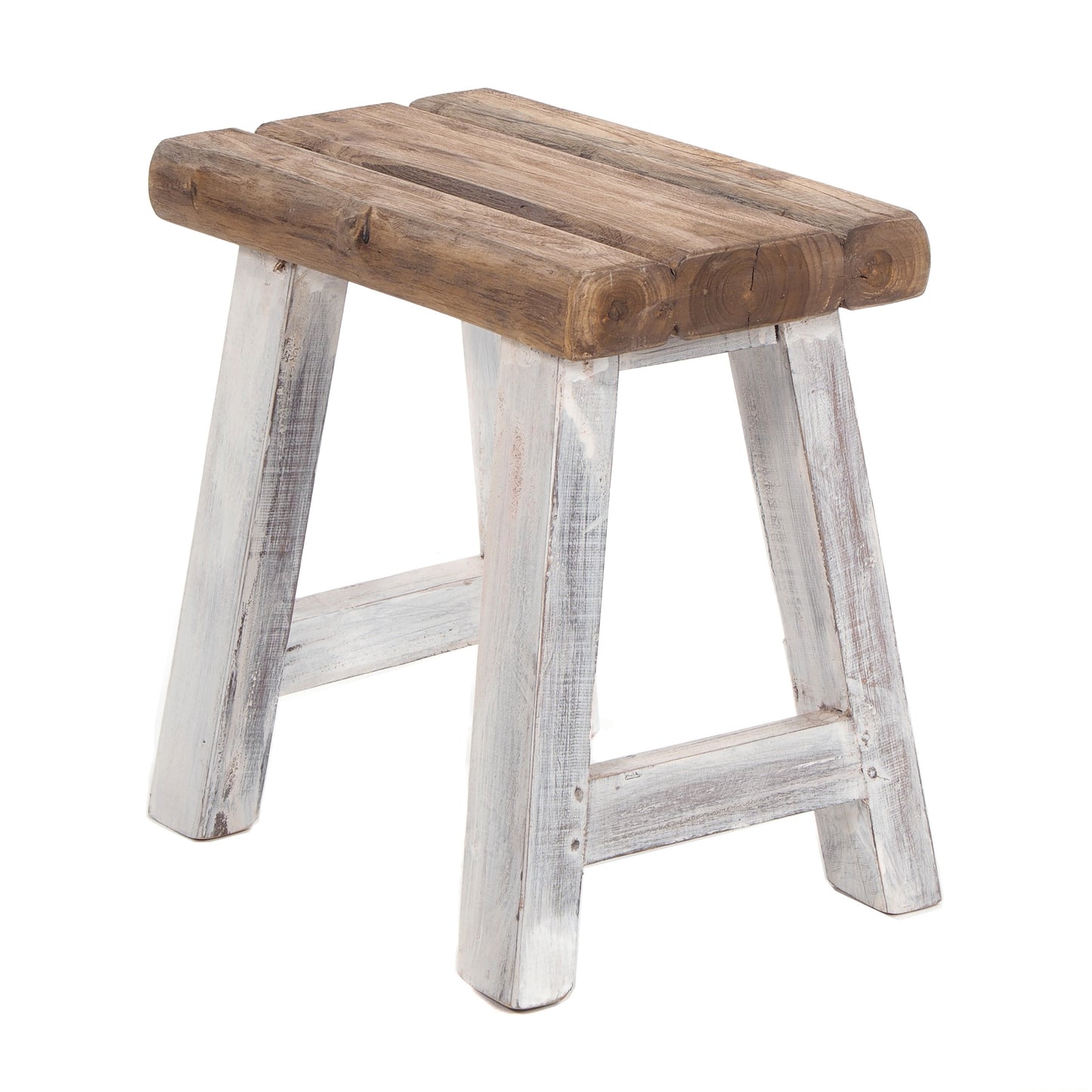 SITZHOCKER "RUSTIC" | 41x42x24cm (HxBxT), Teak | Holzhocker