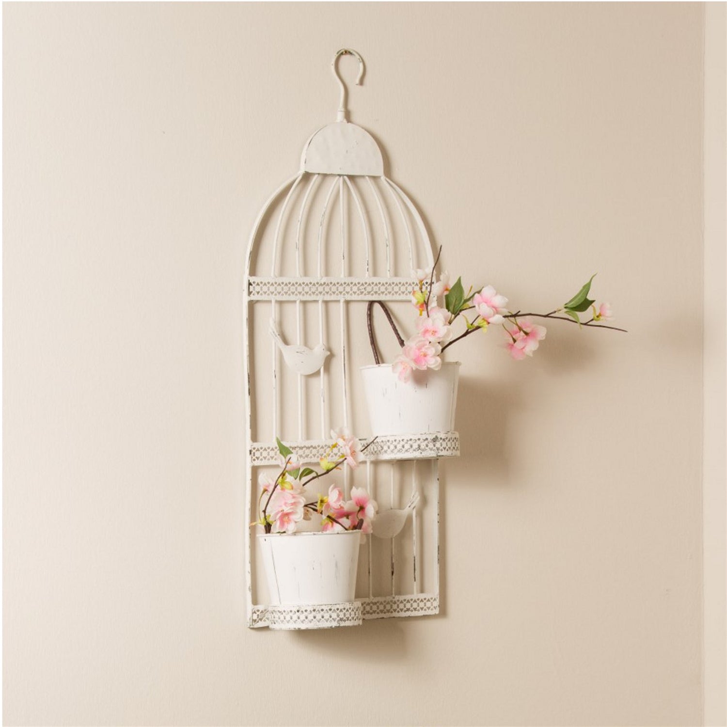 WAND DEKO "BIRD" | Metall, 75x28 cm, weiß | Wandbild