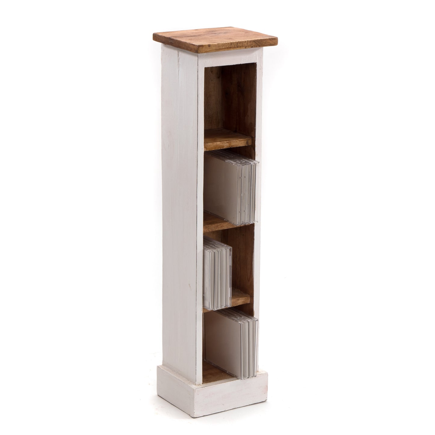 HOLZ CD REGAL "CD TOWER" | 76cm(H), Holzregal, CD Rack mit 4 Fächern