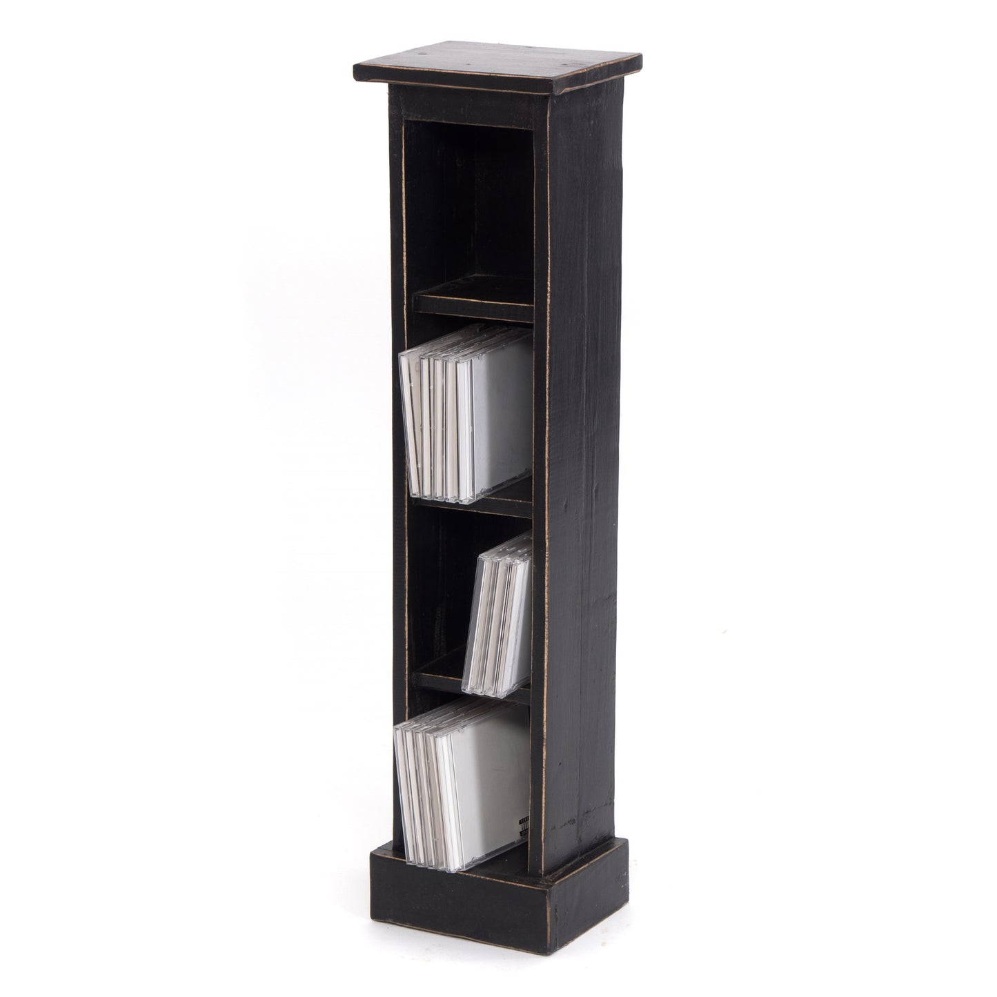 HOLZ CD REGAL "CD TOWER" | 76cm(H), Holzregal, CD Rack mit 4 Fächern