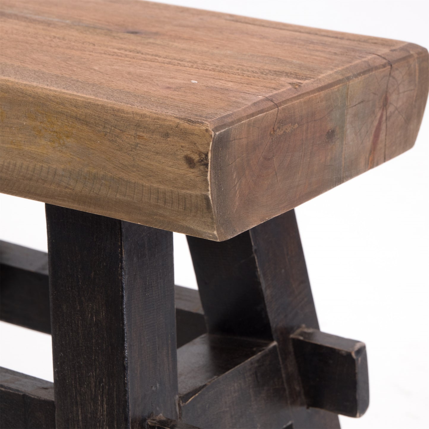 HOLZ HOCKER "VINTAGE 40" | Hartholz, 43x45 cm (HxB) | Sitzhocker