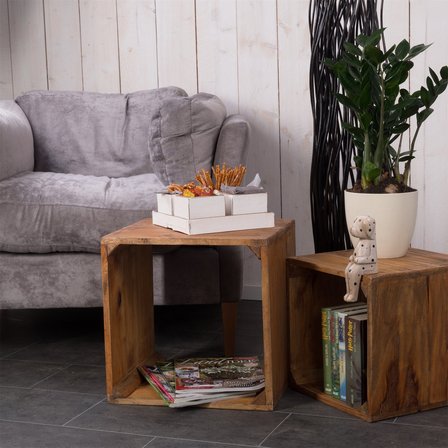 HOLZ AUFBEWAHRUNGSKISTEN "CUBO" | 24x9 cm (BxH), Mahagoni | Kistenset