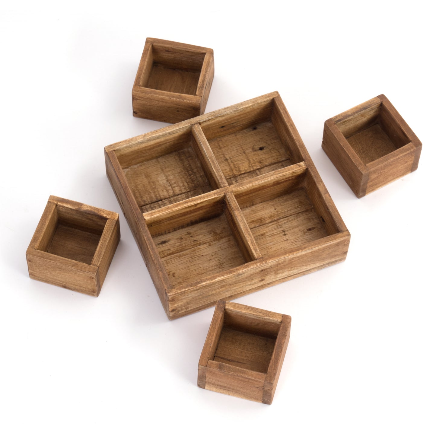 KISTEN SET "CUBO II" | Teak / Mahagoni | erweiterbares Set