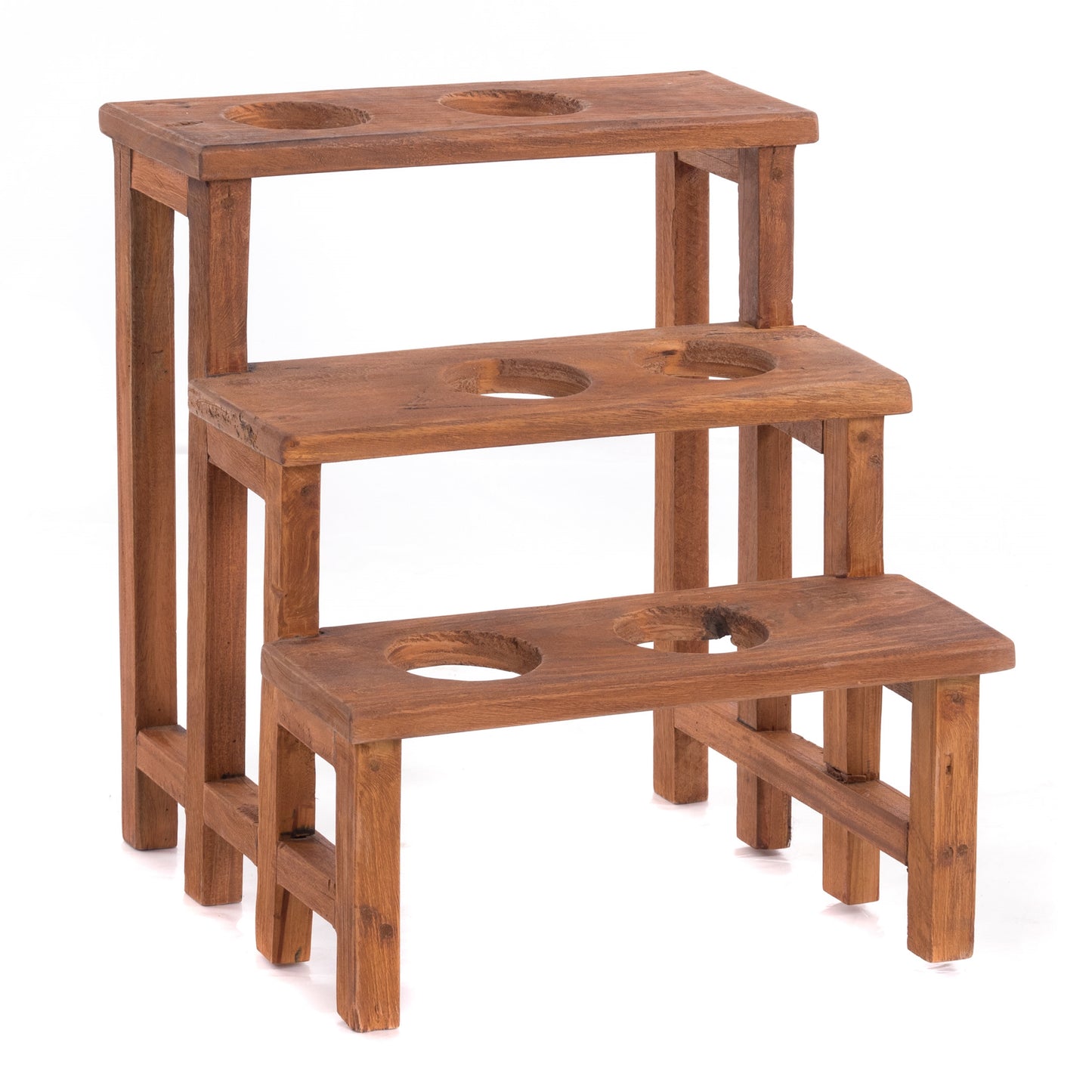 PFLANZENTREPPE "PALCO" | 3 Ebenen, Mahagoni | Holz Blumenständer