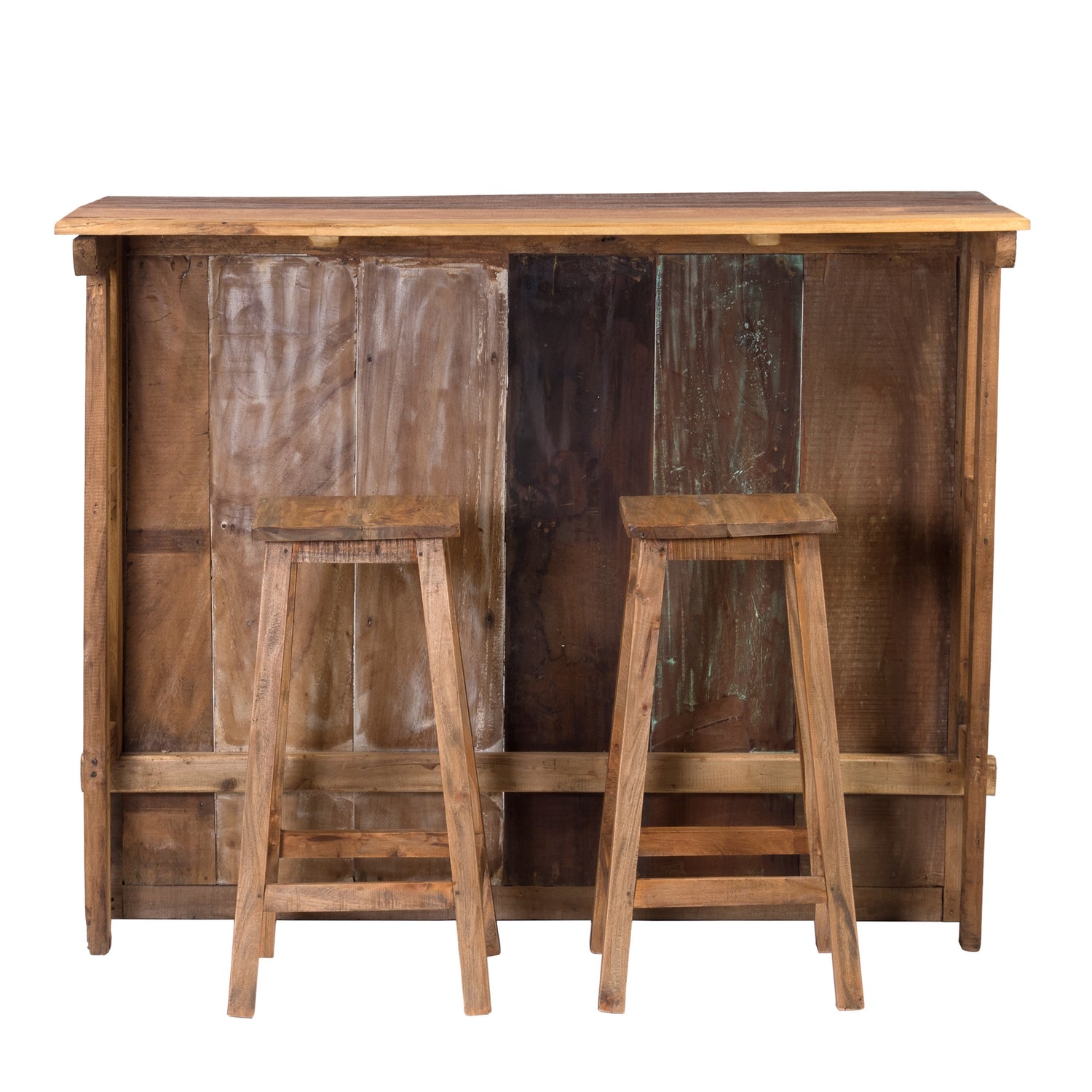 BARSCHRANK "ARUBA" | 140x110 cm (BxH) | Holz Minibar mit 2 Hockern