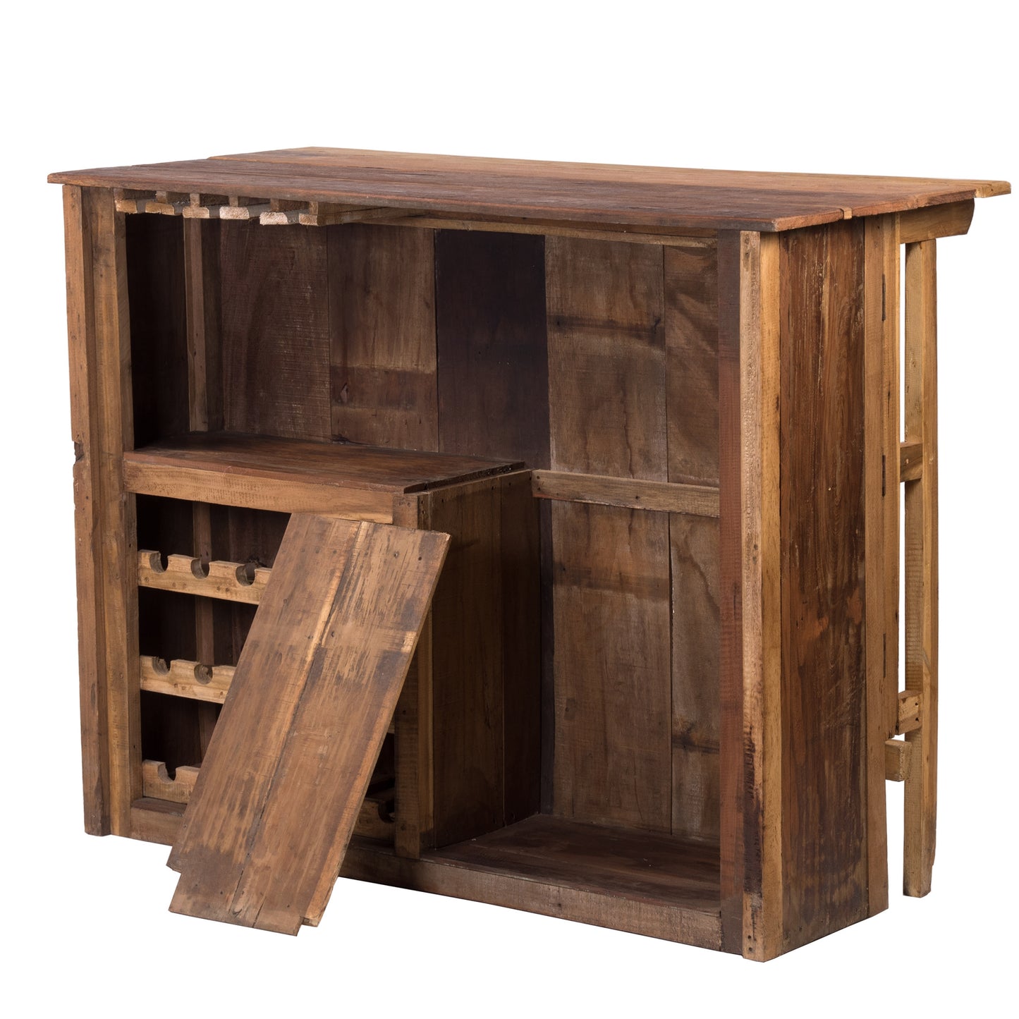 BARSCHRANK "ARUBA" | 140x110 cm (BxH) | Holz Minibar mit 2 Hockern