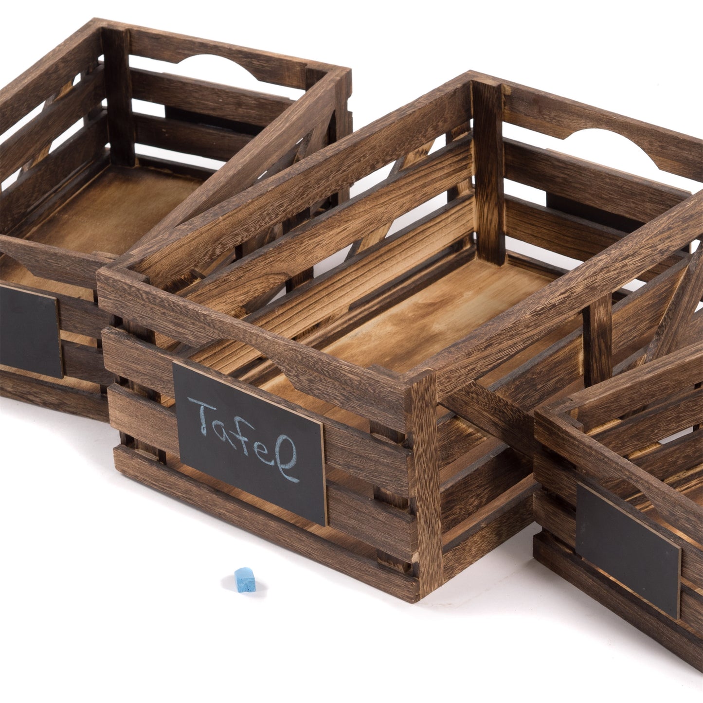 HOLZKISTEN SET "MIRA" | 3-teilig | Aufbewahrungskisten mit Tafel