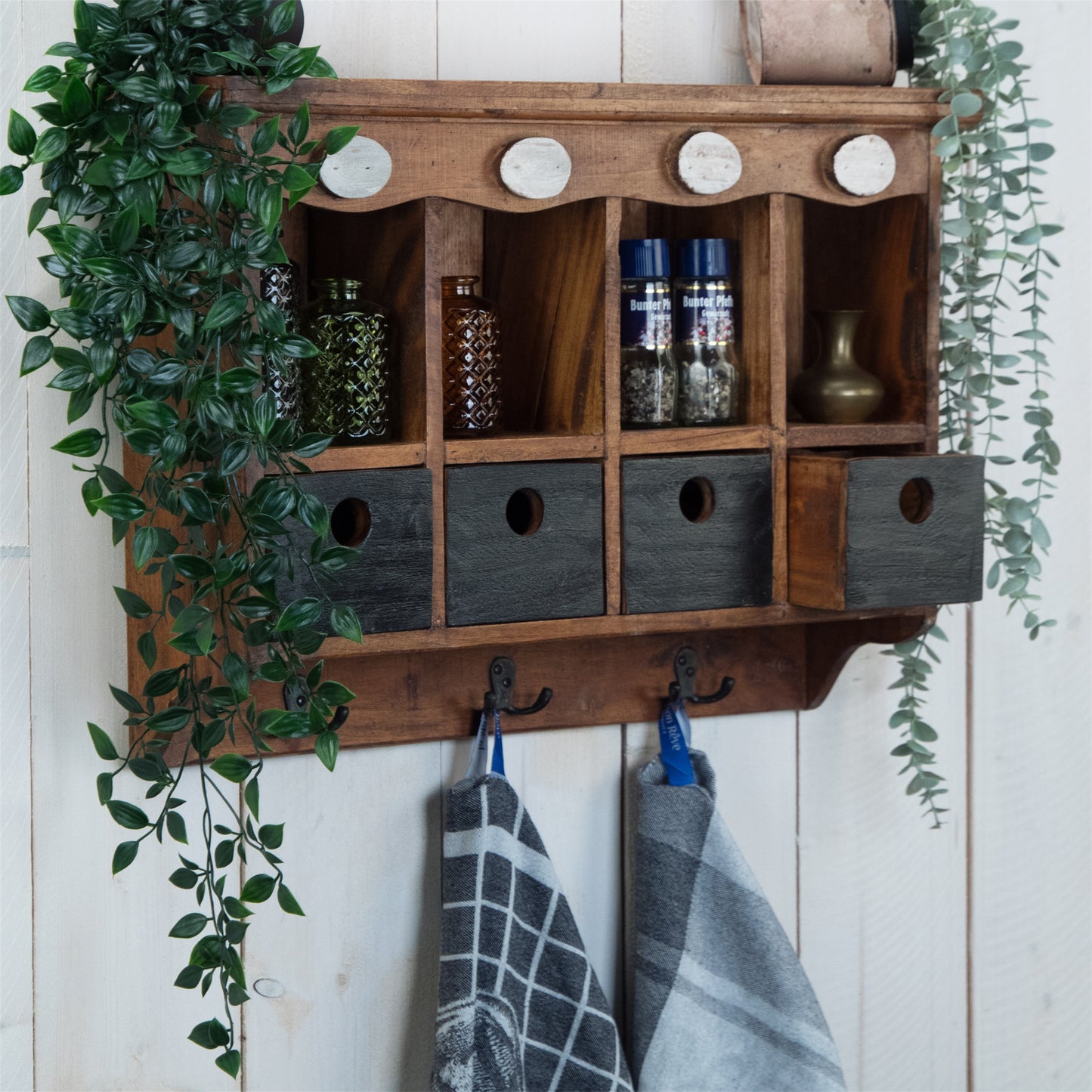 VINTAGE WANDREGAL "LUNA" | Mahagoni, 60 cm | Holz Küchenregal