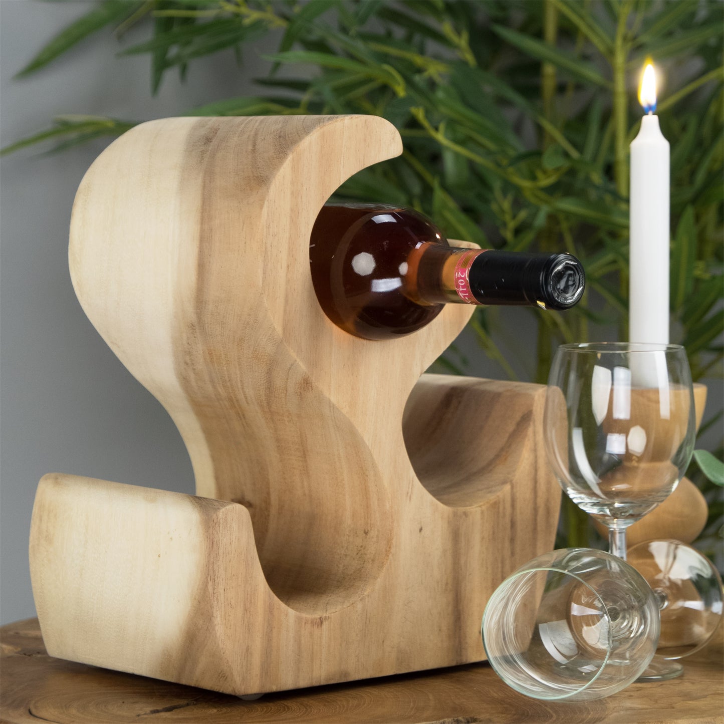 NATUR HOLZ FLASCHENREGAL "CURVE 3" | Suarholz | Weinregal