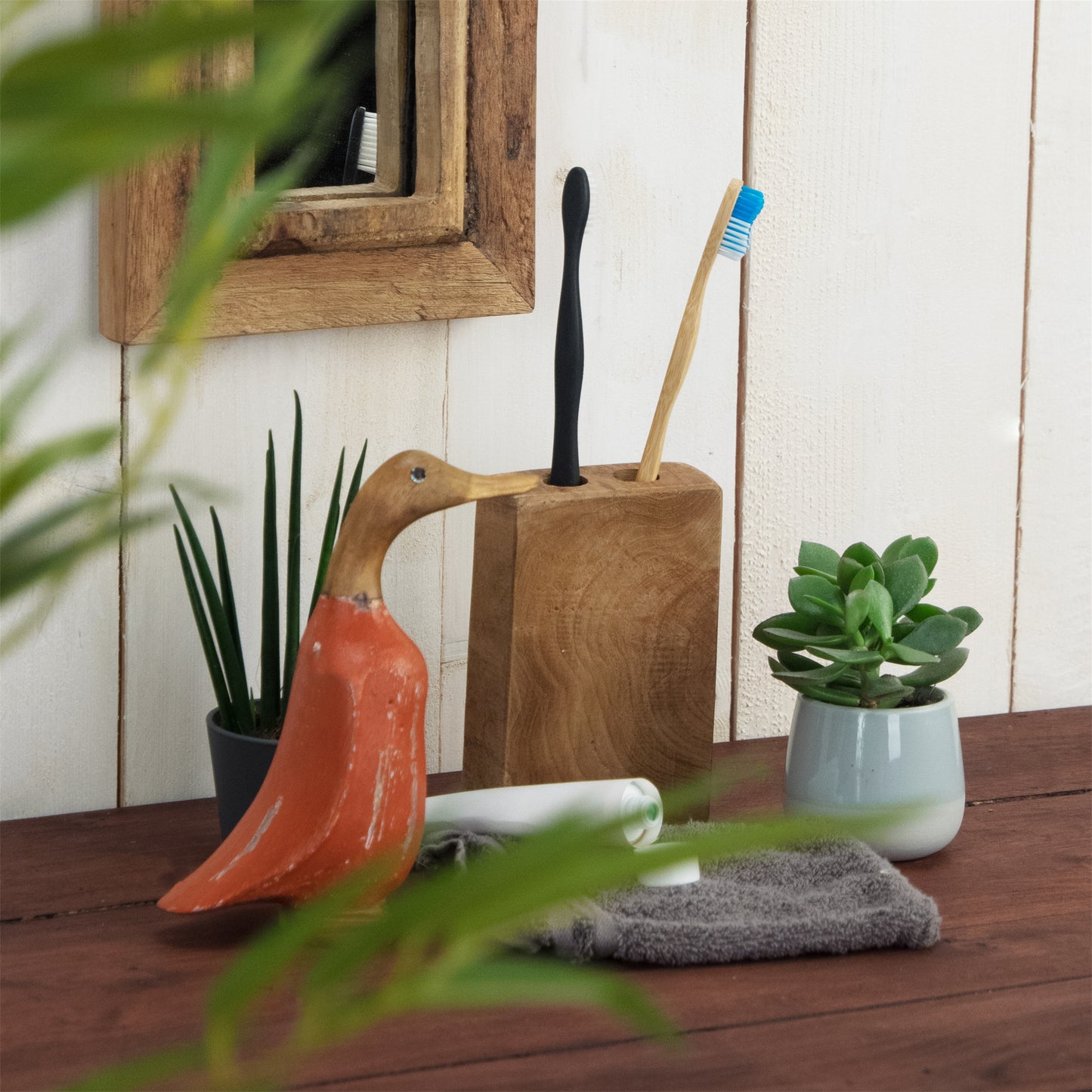 ZAHNBÜRSTENHALTER "DUO II" | Teakholz, 2 Halter | Bad Organizer