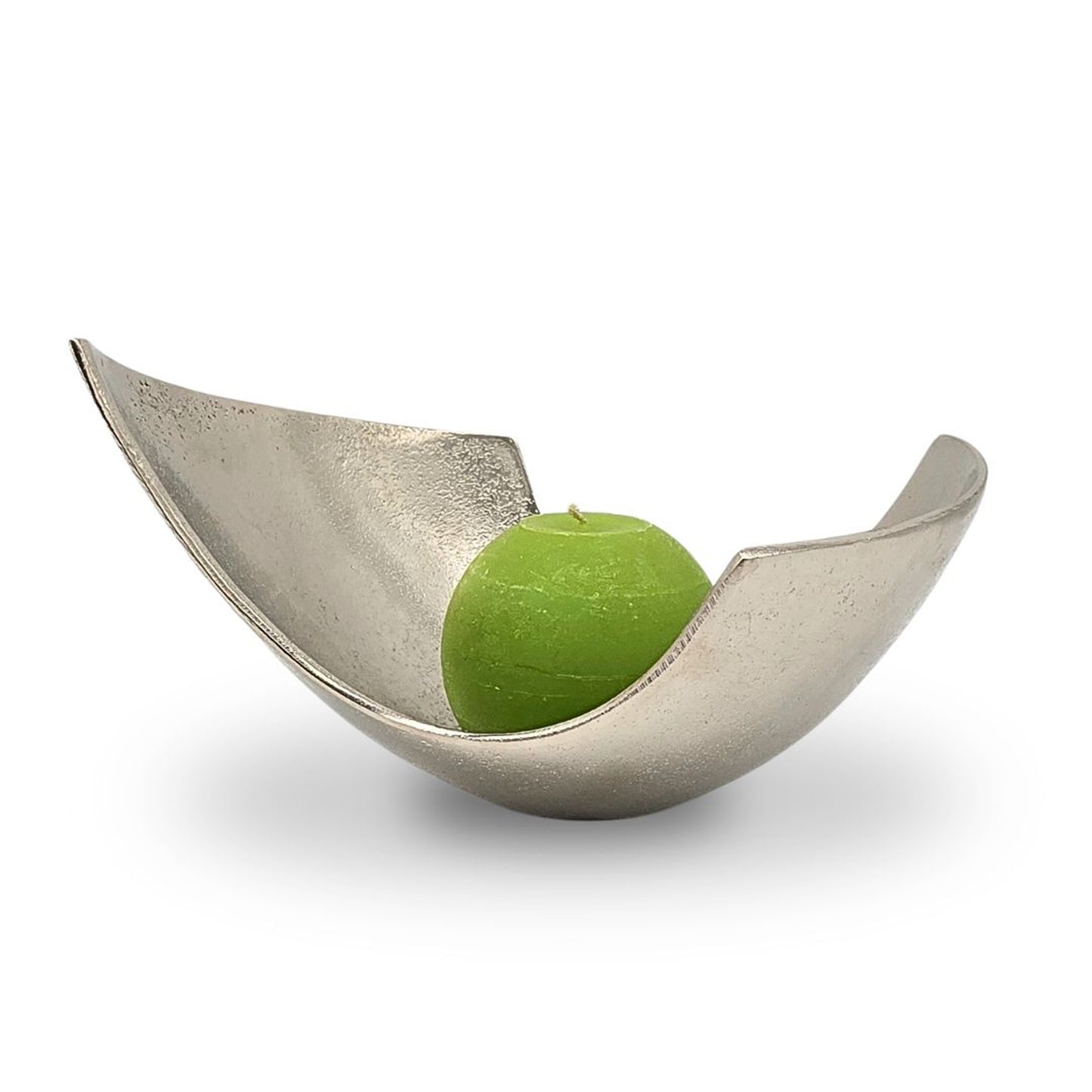 DEKO SCHALE "ONDA" | 24 cm, silber | geschwungene Obstschale
