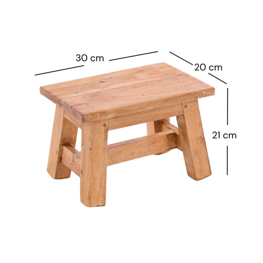 FUSSHOCKER Monte | 30x21cm(BxH), kleiner Holzhocker aus Mahagoni Holz