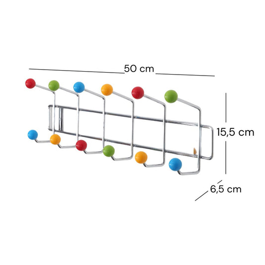Garderobenleiste COLOUR BALL SILBER farbenfrohe Wandgarderobe 12Kugeln