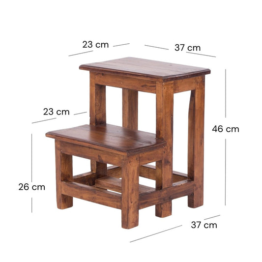 TRITTLEITER STEP | Recyclingholz, 46x37cm (HxB) | natürlicher Holzhocker