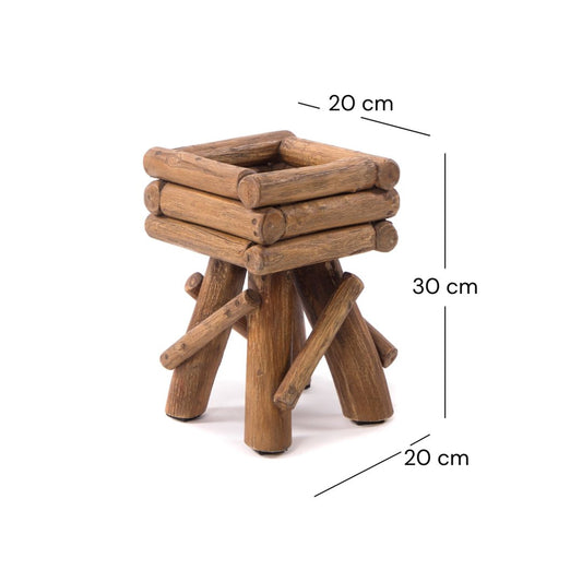 BLUMENHOCKER "TWIST" | Teak | rustikaler Holzhocker