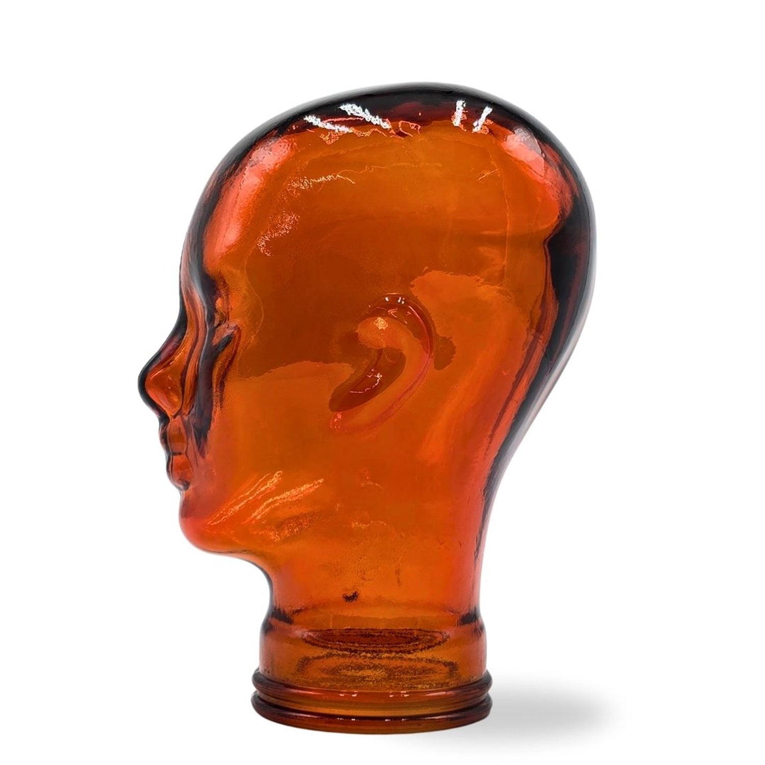 Glas KOPFHÖRERSTÄNDER MICK orange transparent | 29cm Glaskopf Skulptur