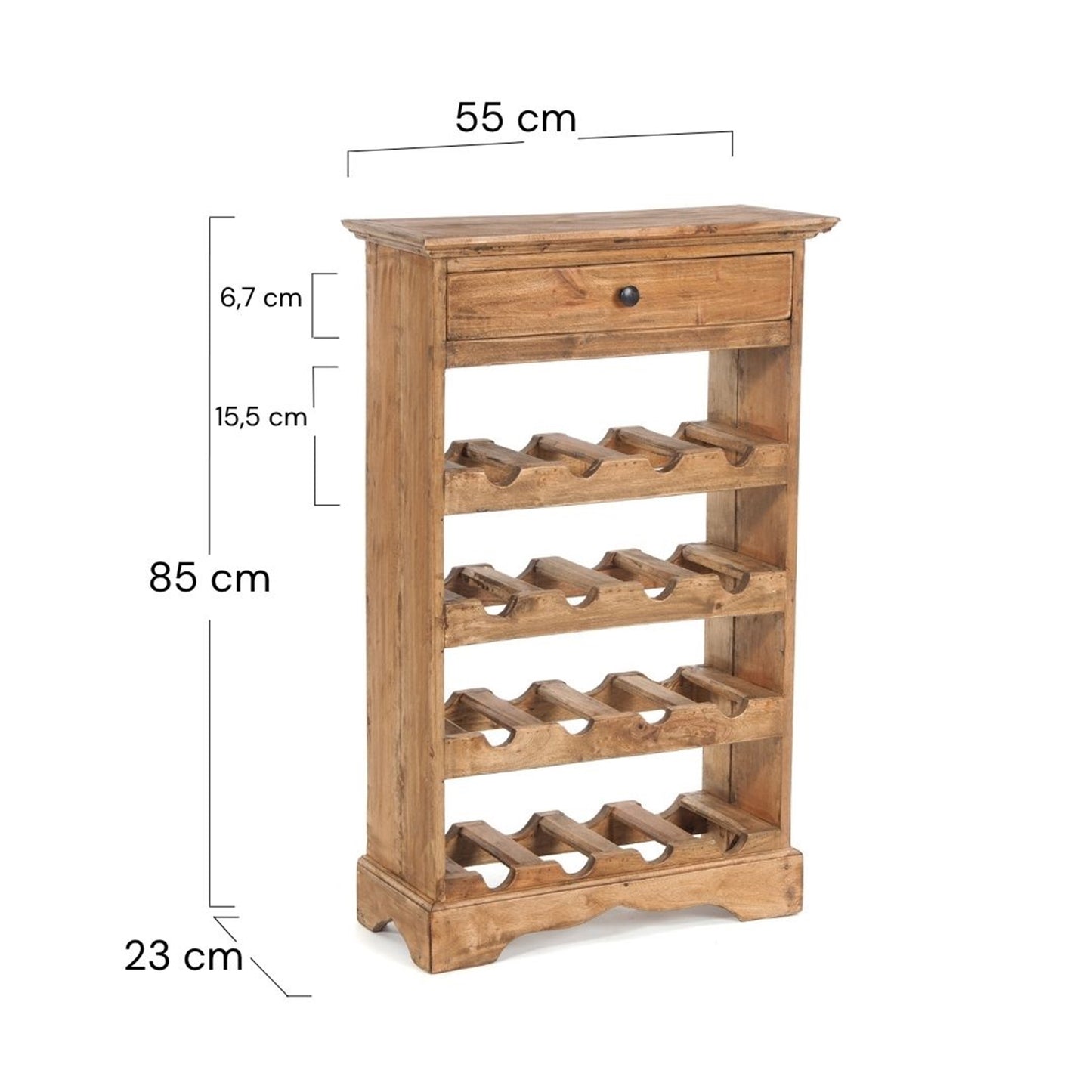 WEINREGAL CORTEZ | 85x55cm(HxB) Flaschenregal aus Holz mit Schublade