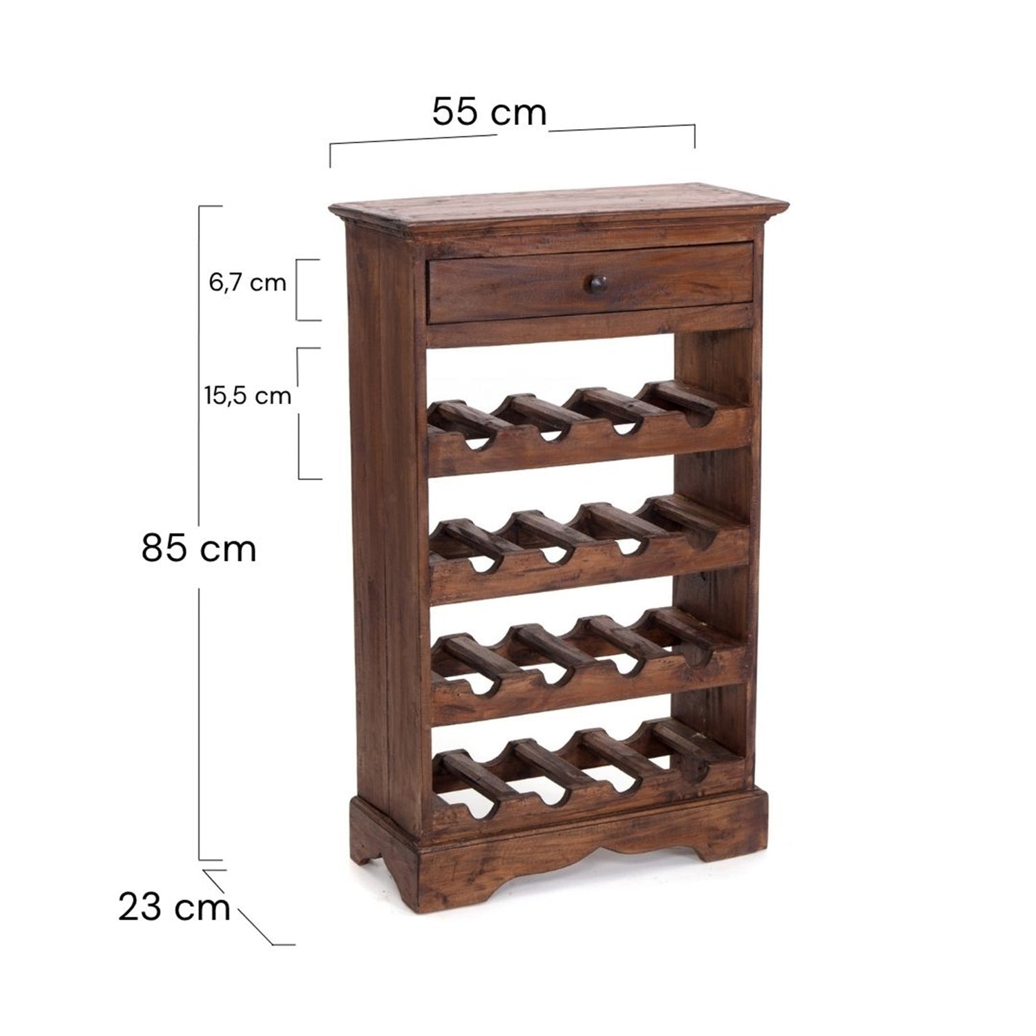 WEINREGAL CORTEZ | 85x55cm(HxB) Flaschenregal aus Holz mit Schublade