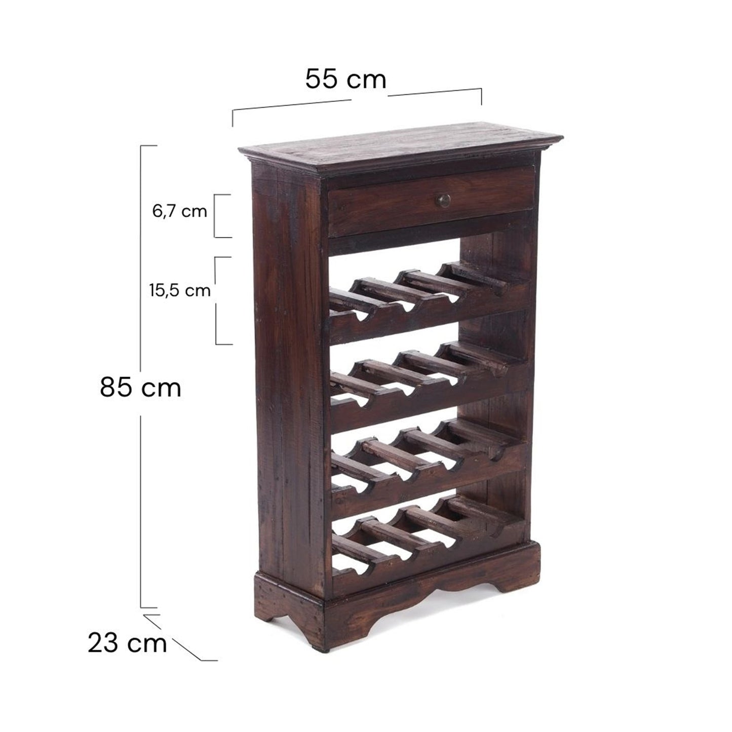 WEINREGAL CORTEZ | 85x55cm(HxB) Flaschenregal aus Holz mit Schublade