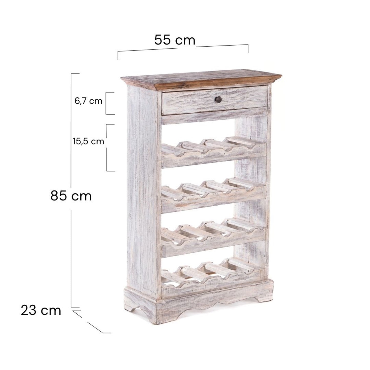 WEINREGAL CORTEZ | 85x55cm(HxB) Flaschenregal aus Holz mit Schublade