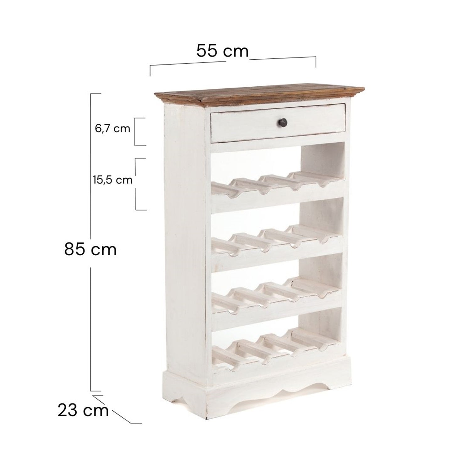 WEINREGAL CORTEZ | 85x55cm(HxB) Flaschenregal aus Holz mit Schublade