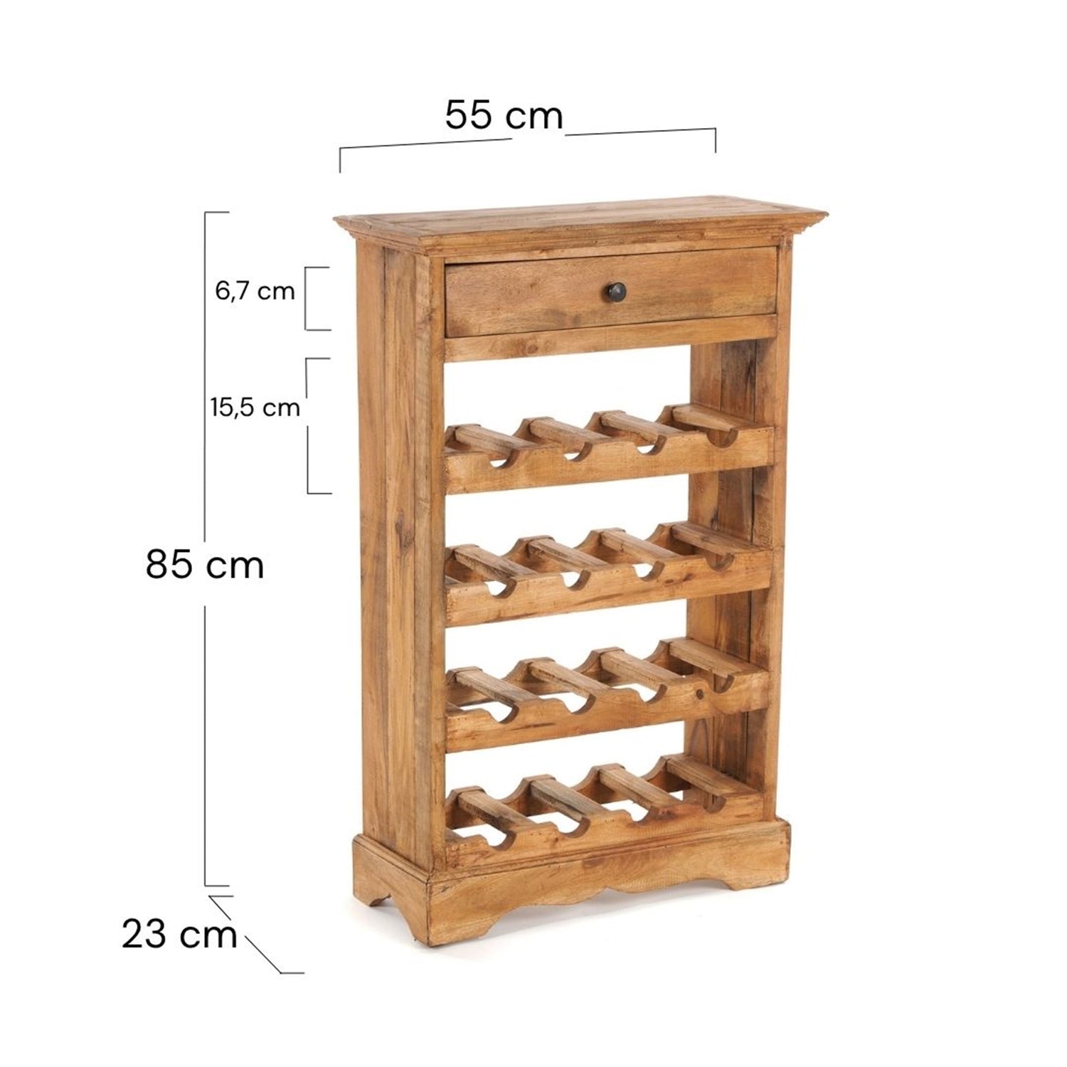WEINREGAL CORTEZ | 85x55cm(HxB) Flaschenregal aus Holz mit Schublade