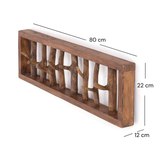 WANDGARDEROBE TREIBHOLZ UNIKAT | 80x22cm (BxH), Garderobe, Hakenleiste mit Ästen