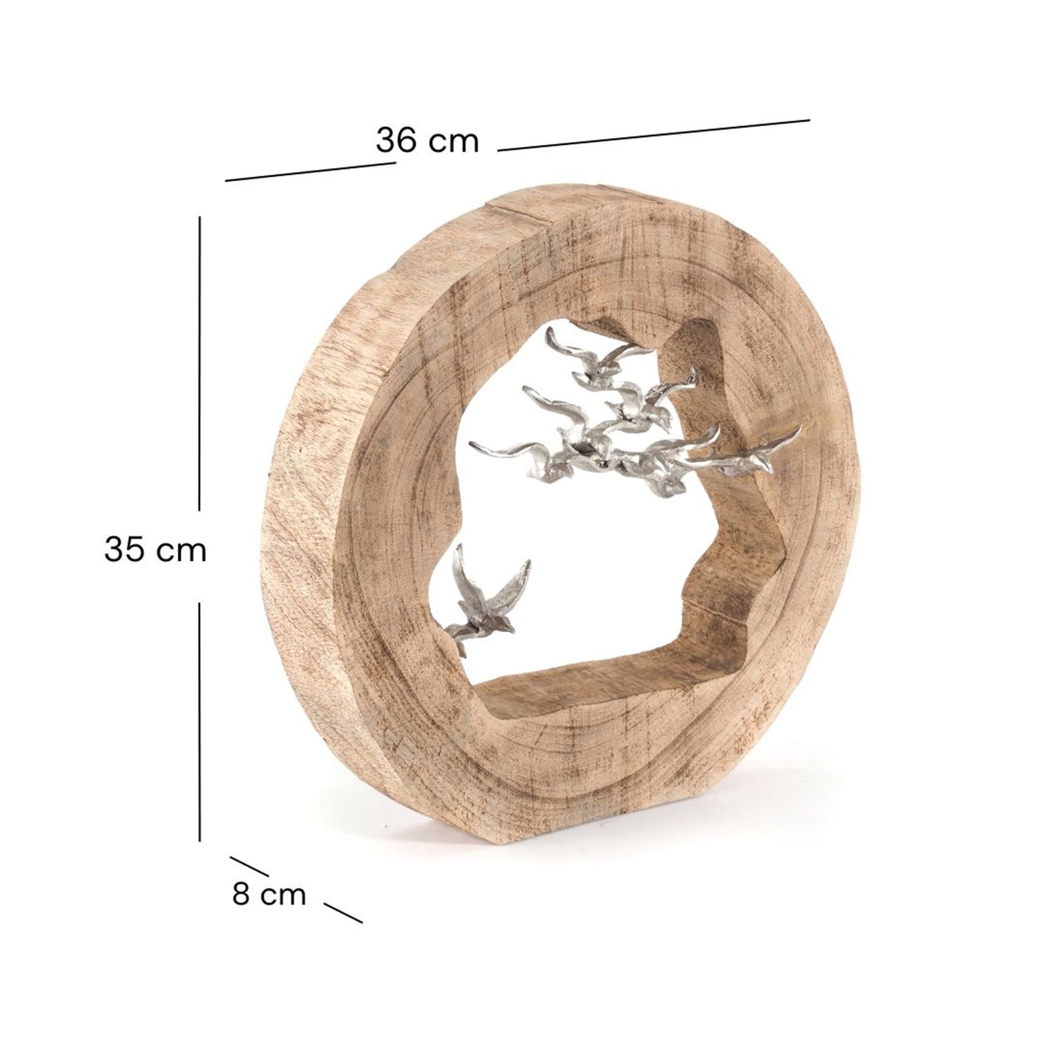 DESIGN SKULPTUR "BIRDS" |  36 cm, Holz mit Aluminium | Dekfofigur