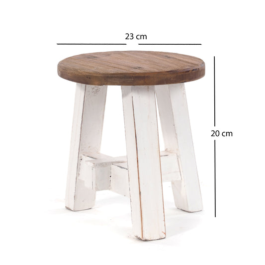DEKO HOCKER "BERN" | rund, 23,5x20,5 cm (HxB), Mahagoni | Schemel