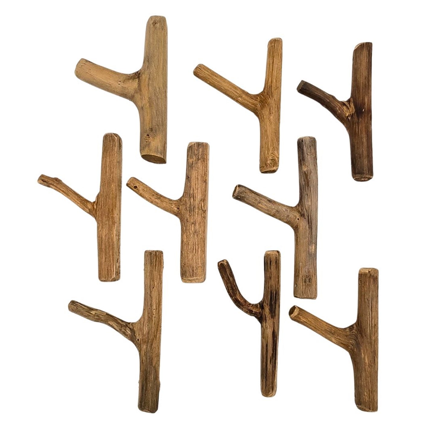 Garderobenhaken 9er Set LIMB | Teakholz Wurzel, Kleiderhaken,Wandhaken