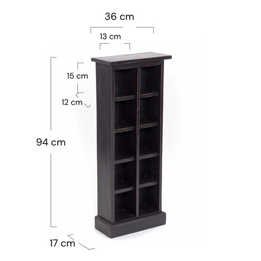 RUSTIKALES CD & BÜCHERREGAL NATURE | 94x36cm(HxB) Holzregal 10 Fächer