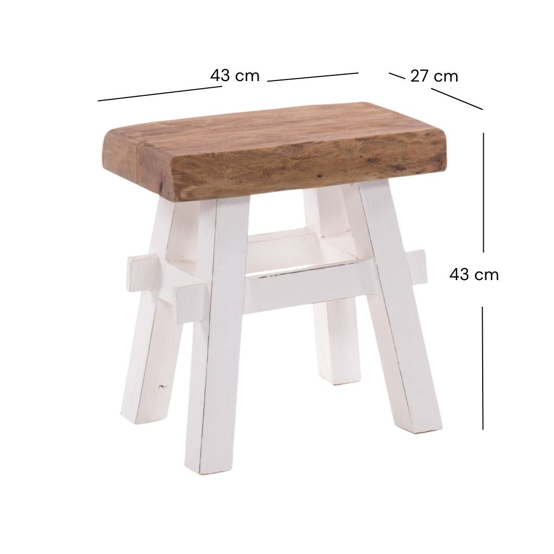 HARTHOLZ HOCKER "VINTAGE 40" Recyclingholz | Farbe: 06 weiß-landhaus