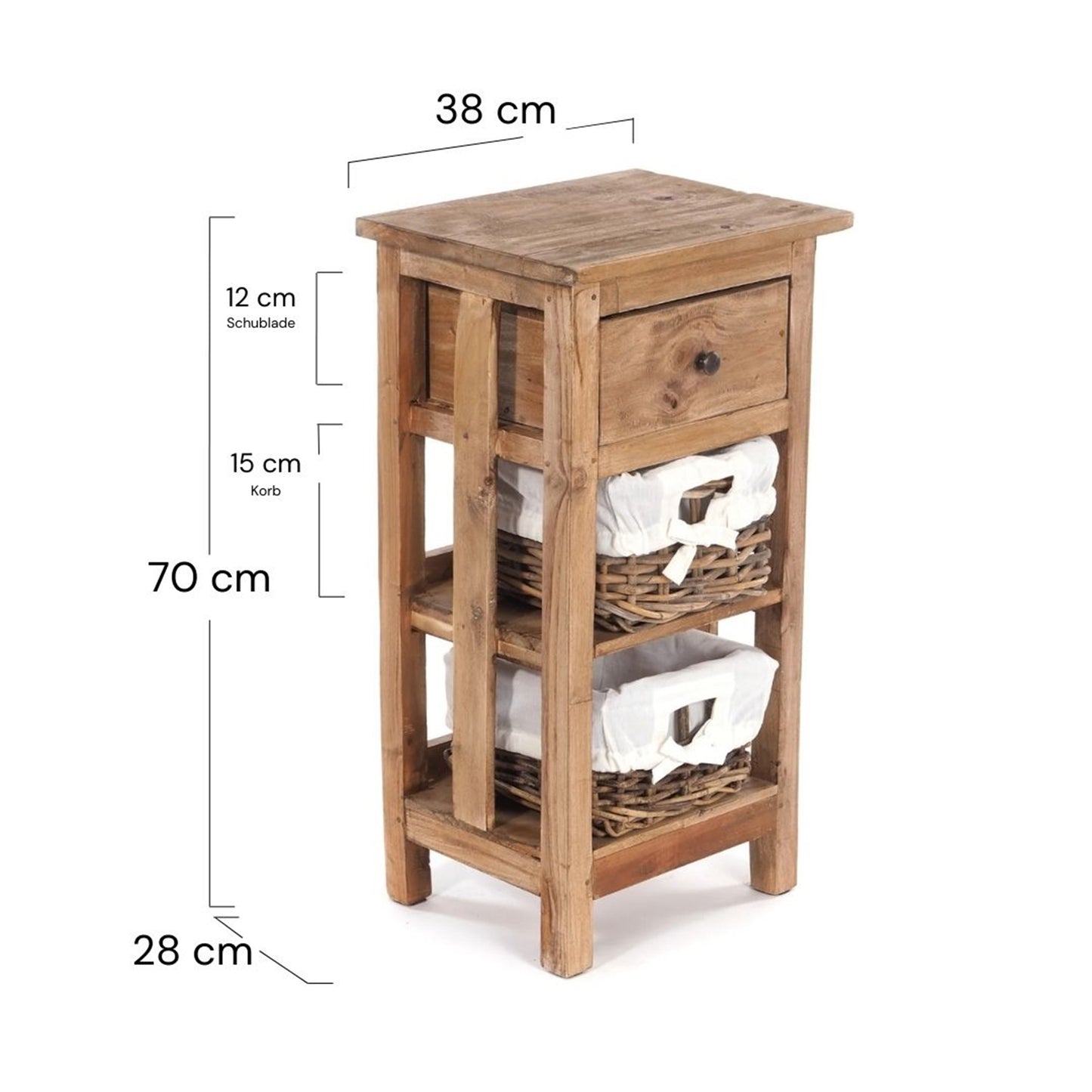 TELEFONTISCH "RATTAN 70" | 70x38x28cm (HxBxT), Mahagoni