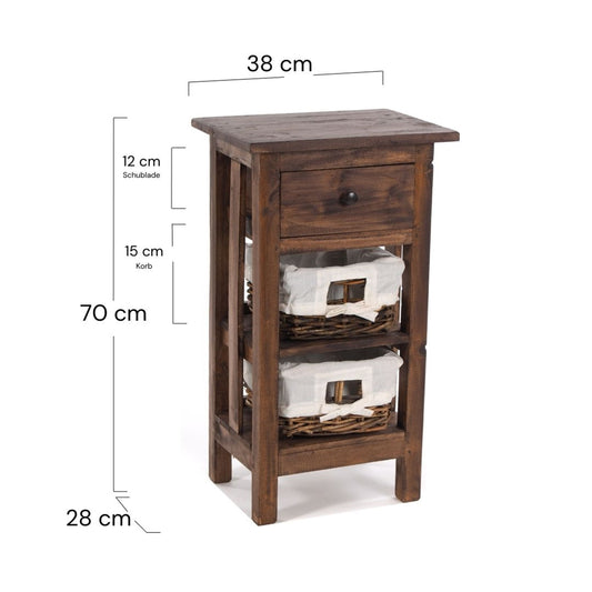 TELEFONTISCH "RATTAN 70" | 70x38x28cm (HxBxT), Mahagoni