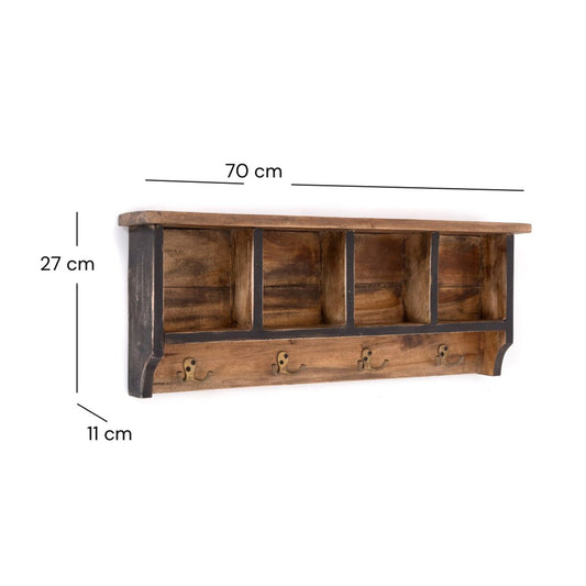RUSTIKALE WANDGARDEROBE mit Fächern "VINTAGE 70" | 70x27x11cm(BxHxT)